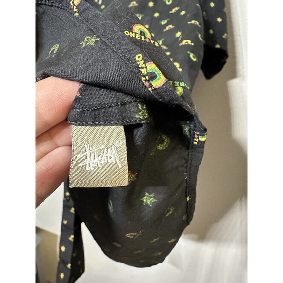 STUSSY One Love All Over Print Button Down Men’s Size Large Vintage - Picture 5 of 6